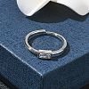 Rectangle Brass with Glass Cuff Rings for Women RJEW-Z111-05P-07-2