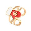 304 Stainless Steel with Enamel Cuff Rings for Women RJEW-Z116-01G-03-2