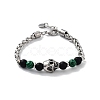 Halloween Skull Natural & Synthetic Mixed Gemstone Beaded Bracelets with 201 Stainless Steel Lobster Claw Clasps BJEW-Q334-13-2