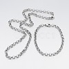 Tarnish Resistant 304 Stainless Steel Cross Rolo Chain Jewelry Sets SJEW-A077-01P-2