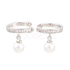 Round Brass Micro Pave Clear Cubic Zirconia Cuff Earrings EJEW-Z164-02P-4