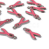 Breast Cancer Pink Awareness Ribbon Alloy Enamel Pendants X-EA546Y-2-3