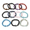 Natural & Synthetic Mixed Gemstone Cross & Round Beaded Stretch Bracelets BJEW-C119-01-2