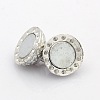 Round Platinum Plated Alloy Enamel Magnetic Clasps with Loops ENAM-P110-M-4