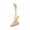 Rack Plating Brass Micro Pave Clear Cubic Zirconia Pendants KK-M229-21G-1