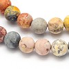 Frosted Round Natural Picasso Stone/Picasso Jasper Beads Strands G-N0166-58-6mm-2