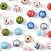 60Pcs 10 Styles Christmas Spray Painted Schima Wood Beads WOOD-FS0002-45-3