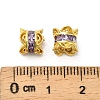 Brass Micro Pave Cubic Zirconia Beads KK-B142-06G-03-3