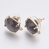 Faceted Glass Stud Earring Findings GLAA-F084-A05-1