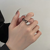 Brass Glasses Frame Open Cuff Ring for Women X-RJEW-F140-140EB-4