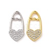 Brass Micro Pave Clear Cubic Zirconia Pendants KK-E068-VF194-2