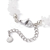Natural Quartz Crystal Chip & Glass Shell Round Beaded Bracelets BJEW-JB12303-01-4