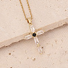Brass Micro Pave Cubic Zirconia Cross Pendant Necklaces FS-WG7675B-09-1
