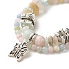 Natural Morganite Chip Beads Multi-strand Bracelet BJEW-JB07052-05-4