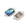Brass Pave Natural Paua Shell Connector Charms KK-M299-01B-P-2