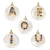 5Pcs 5 Styles Natural Cultured Freshwater Pearl Nuggets with Letter Pendants PEAR-TA0001-27-3