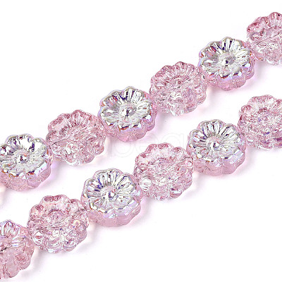 Electroplate Transparent Glass Beads Strands EGLA-N055-01E-1