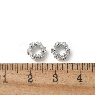 Brass Micro Pave Cubic Zirconia Daisy Spacer Beads KK-U052-37P-NF-1