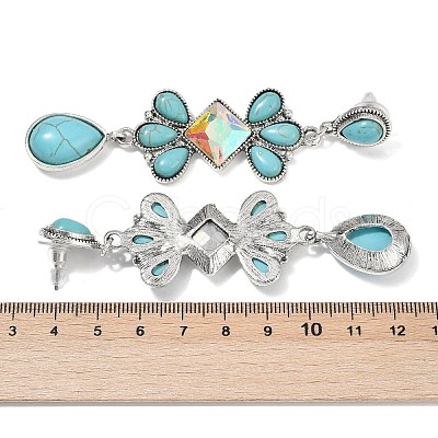 Alloy Synthetic Turquoise Dangle Stud Earrings EJEW-U053-05AS-1