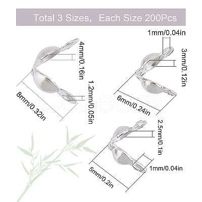 600Pcs 3 Style Stainless Steel Bead Tips STAS-SC0004-99-1