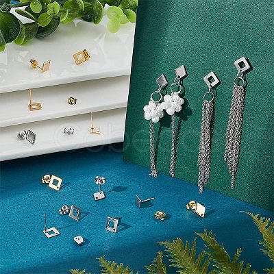 Unicraftale 40Pcs 4 Style 304 & 201 Stainless Steel Stud Earring Findings STAS-UN0038-71-1