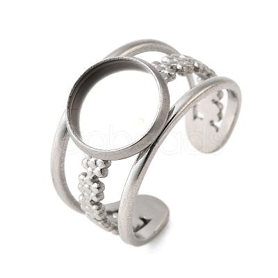 304 Stainless Steel Cuff Ring Components STAS-V012-01A-P-1