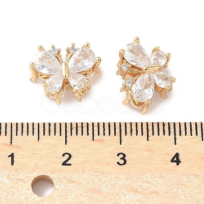 Brass Micro Pave Clear Cubic Zirconia Beads KK-G531-03G-1