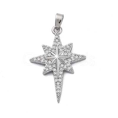 Brass Micro Pave Cubic Zirconia Pendants KK-V009-27G-1