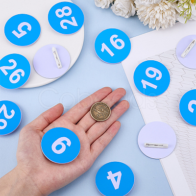 1 Set Round ABS Plastic Number 1~30 Brooches Sets JEWB-OC0001-02A-1