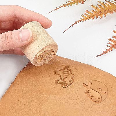Wood Wax Seal Stamp AJEW-WH0122-002-1