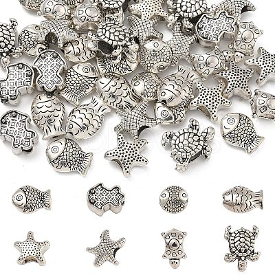 40Pcs 8 Styles Tibetan Style Alloy Beads TIBE-YW0001-64-1