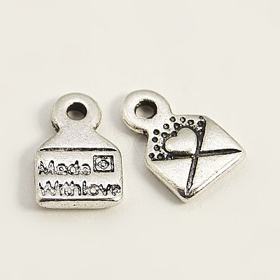 Tibetan Style Alloy Envelope Carved Heart and Word Made with Love Charms for Gift Making LF0643Y-NF-1