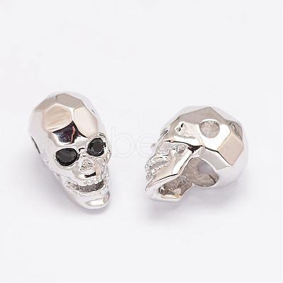 Brass Micro Pave Cubic Zirconia Beads ZIRC-P017-11P-NR-1