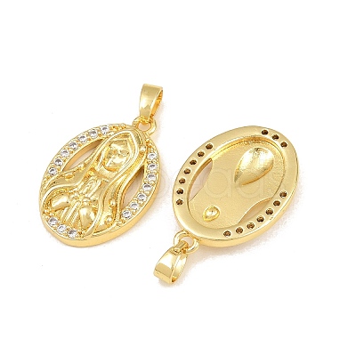 Brass Micro Pave Clear Cubic Zirconia Pendants CU-CBAA571-11G-1