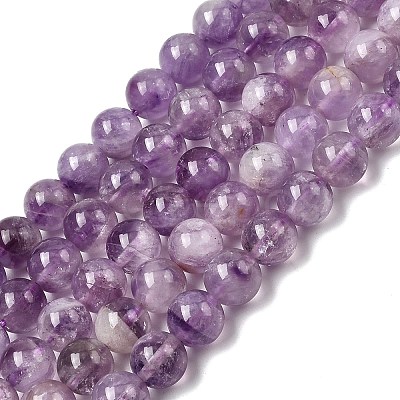 Natural Lavender Amethyst Round Bead Strands G-O134-08-8mm-01-1