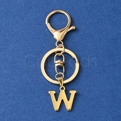 304 Stainless Steel Initial Letter Charm Keychains KEYC-YW00005-23-1