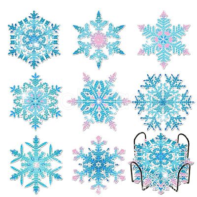 DIY Diamond Painting Christmas Snowflake Coaster Kits WG22379-01-1