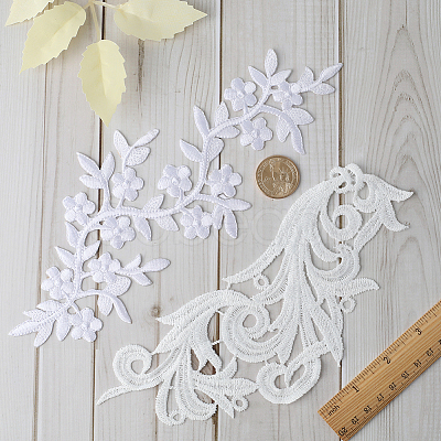 Gorgecraft 2 Pairs Leaf Shape Milk Silk Appliques DIY-GF0007-20-1