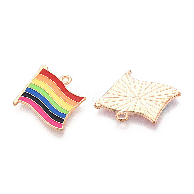 Rainbow Color Pride Flag Alloy Enamel Pendants X-ENAM-K067-10-1