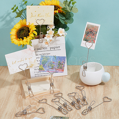 12Pcs 2 Styles Iron Heart Card Display Clip AJEW-OC0014-46-1