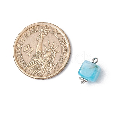 Dyed Natural Agate Cube Charms PALLOY-JF03964-1