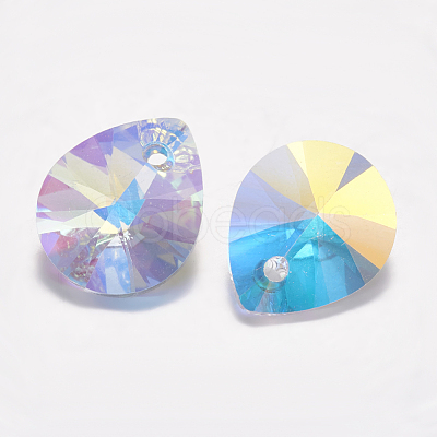 Faceted K9 Glass Rhinestone Charms X-RGLA-F053-E-001AB-1