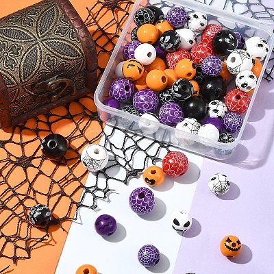 Printed Wood European Beads WOOD-FS0001-30-1