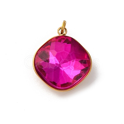 High Polished 316 Stainless Steel Faceted Glass Pendants STAS-K258-47G-1
