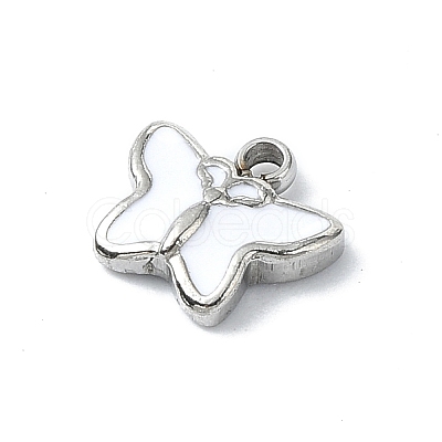 304 Stainless Steel White Enamel Charms STAS-L022-439P-02-1