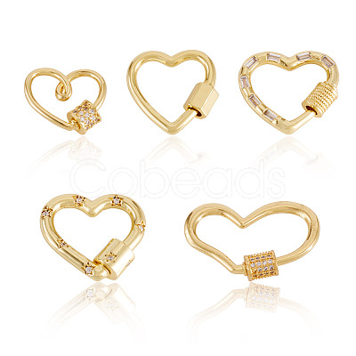 5Pcs 5 Styles Brass Screw Carabiner Lock Charms KK-TA0008-24-1