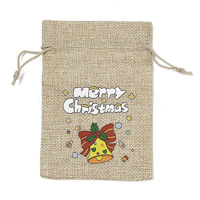 Christmas Printed Burlap Packing Pouches Drawstring Bags ABAG-Q053-02A-10-1