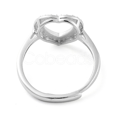 Heart Adjustable 925 Sterling Silver Ring Components STER-G042-05P-1