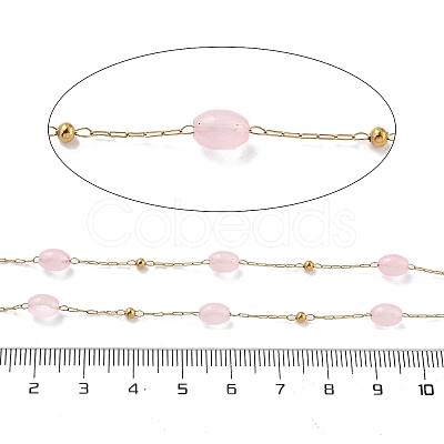 Natural Dyed Jade & 304 Stainless Steel Beads Link Chains CHS-K021-08B-01-1