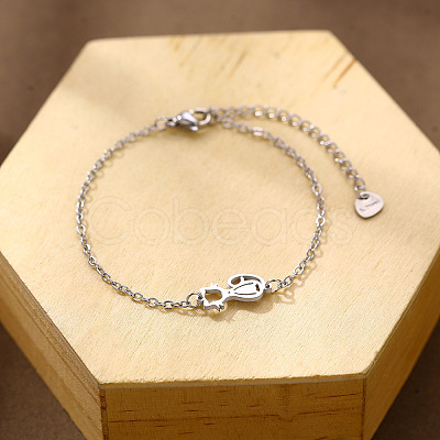 304 Stainless Steel Cat Shape Link Bracelets WGC2CBB-01-1